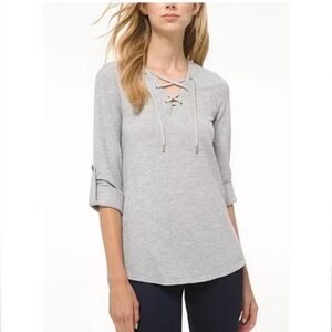 Michael Kors Waffle Knit Lace-Up Top